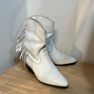 White Fringe Western Boots
